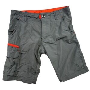 Quechua Youth Size 12 Gray Hiking Cargo Shorts Orange Trim Outdoor Activewear